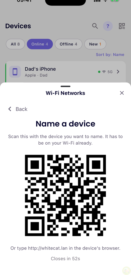 Devices &rarr; Wi-Fi Networks &rarr; Name a device